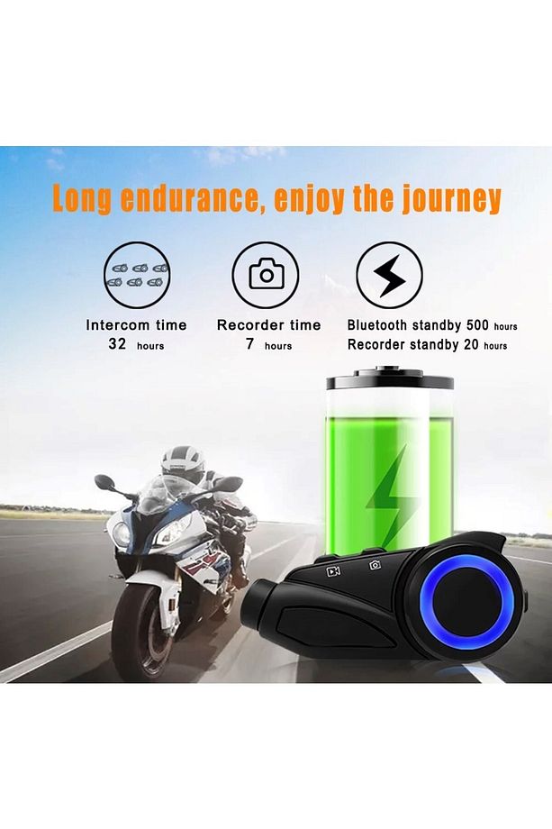 Kameralı Video Intercom 1080p Görüntü Bluetooth Kulaklık 1000 Metre Kask Kulaklığı M3 - 4