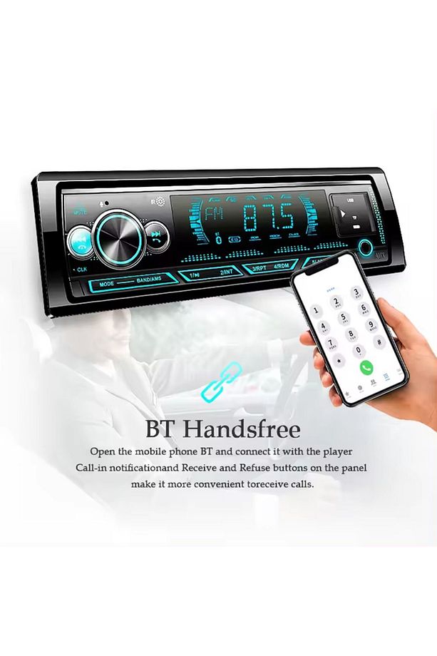 EXW-22  YENİ MODEL ARABA OTO TEYP BLUETOOTH ÇİFT USB GİRİŞLİ 7 RENK DEGİŞEN SD-AUX ÇİFT AMFİ ÇIKIŞI - 3