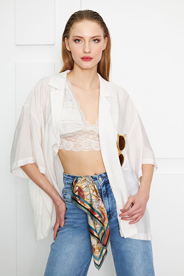 SUNFLOWER PATTERNED SCARF - 4