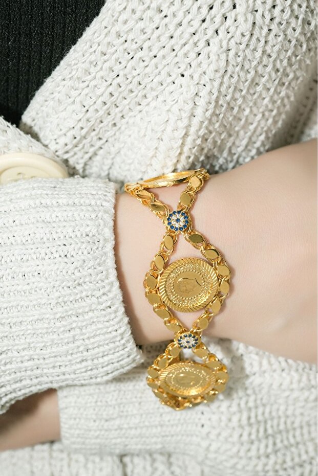 Üçlü Çeyrekli Pullu Bileklik 8 Ayar - 3