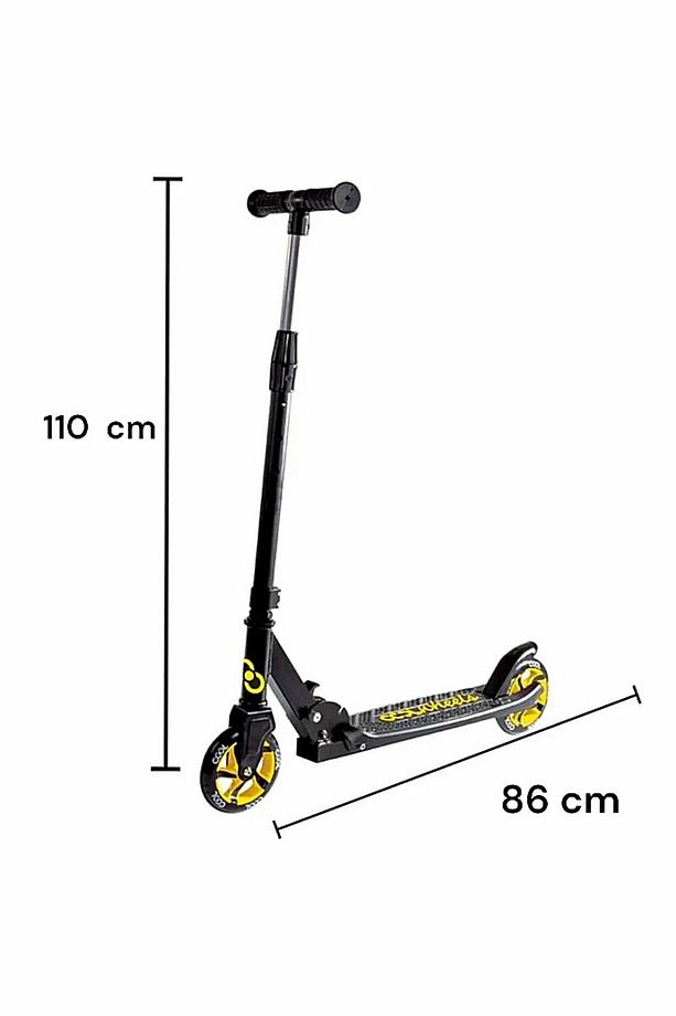 Kaliteli Sarı Çocuk Scooter Katlanabilir 2 Teker (8 Yaş ve Üzeri) Max 100 Kadar Taşır - 2