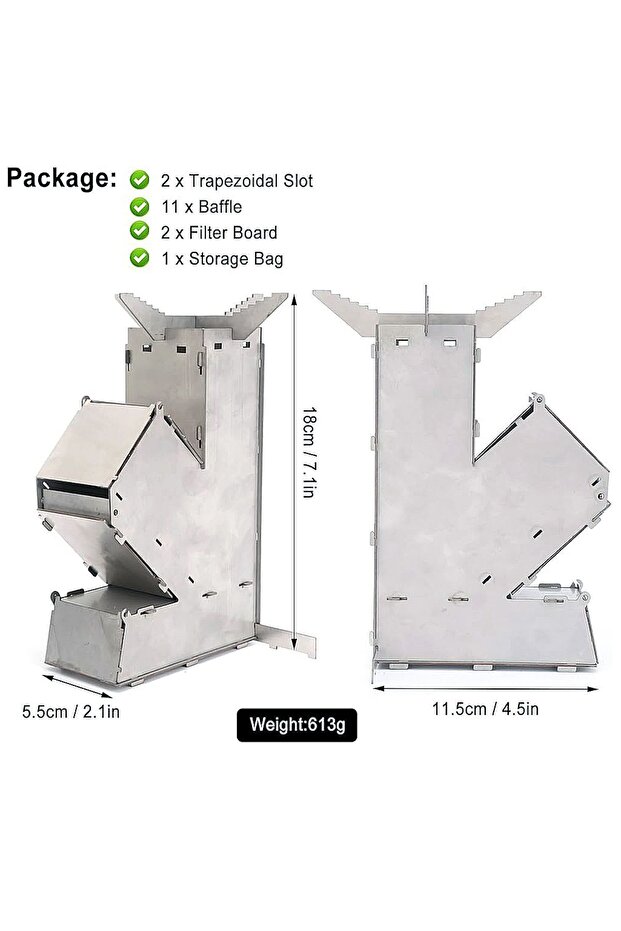 Roket Ocak Küçük Mini Roket Soba Katlanır Portatif Piknik Kamp Ocağı Mini Kamp Sobası - 2