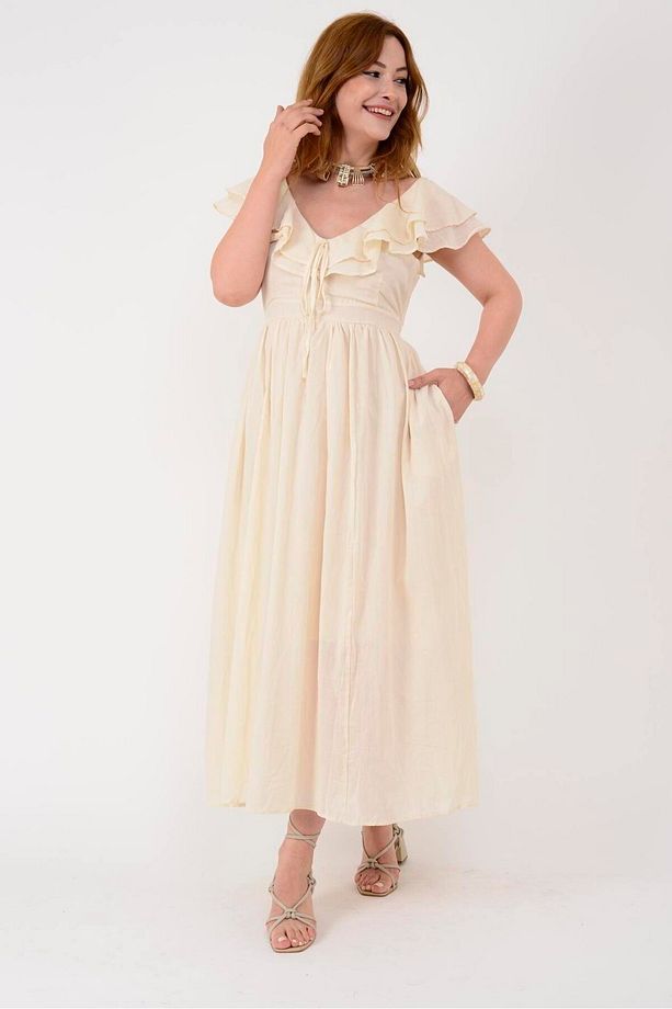 AN10636 FLORA FIRFIR DETAYLI HAM ELBİSE - 8