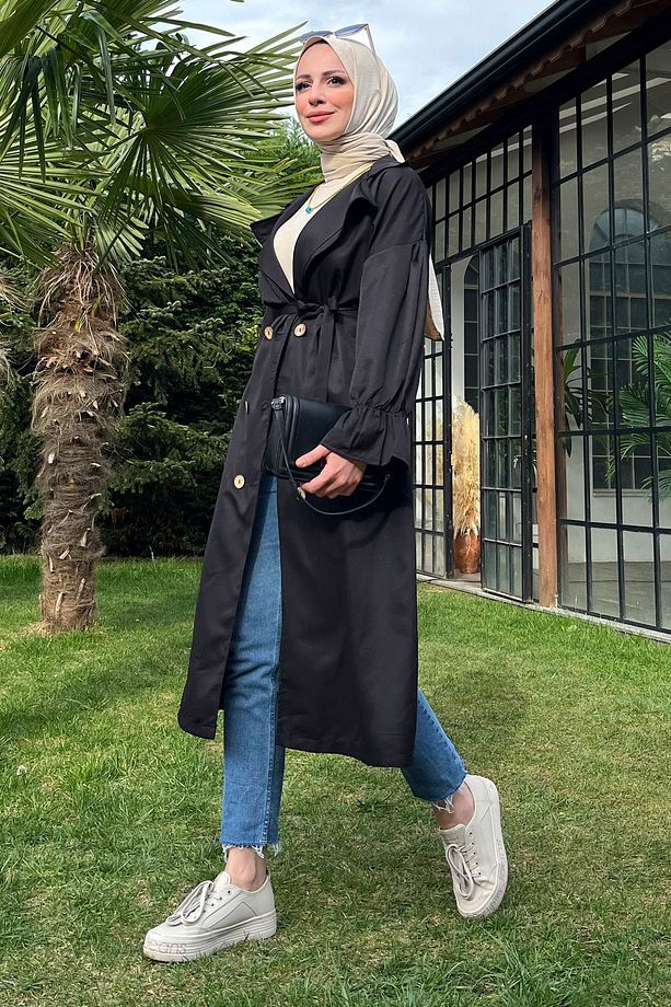 11452-SIYAH Trenç - 2