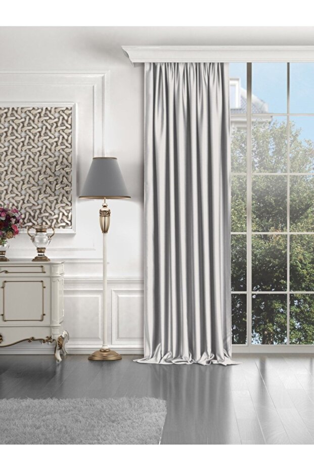 Gray Blackout Curtain Light Proof Original 1stQuality Extra-forced Non-Pleated Blackout Background Curtain