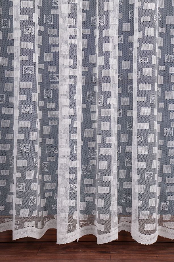 Karo Desen Örme Tül Perde 350x250cm 1x3 Sık Pile Elısıon01081 - 5