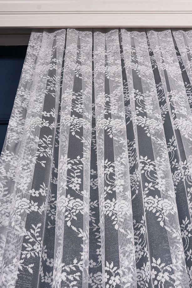 Çiçek Desenli Örme Tül Perde, 200x250cm, 1/2 Seyrek Pile, Elısıon04401 - 5