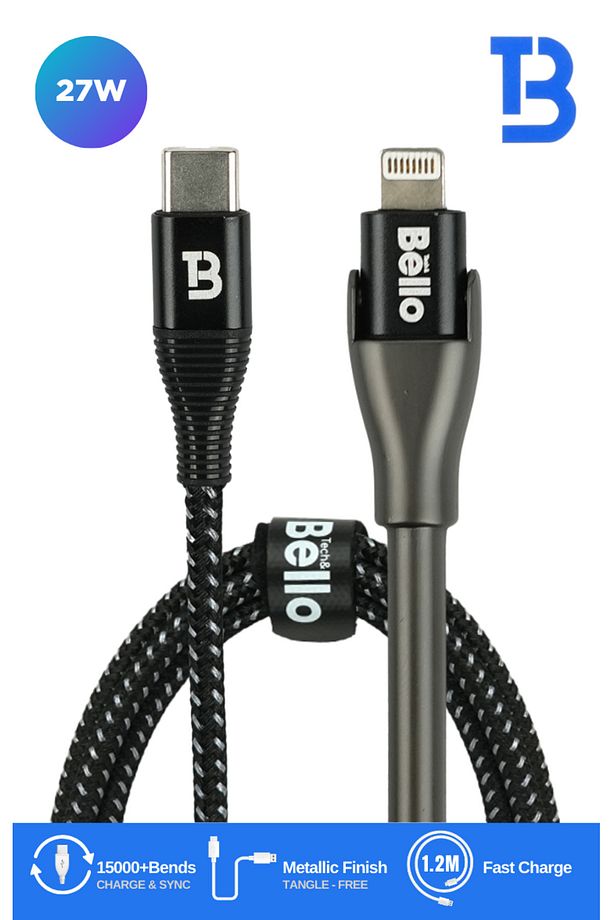 Type-c Lightning Standlı Koruyuculu Örgülü Hızlı Şarj Data Kablosu 1.2m Ba-02 - 1