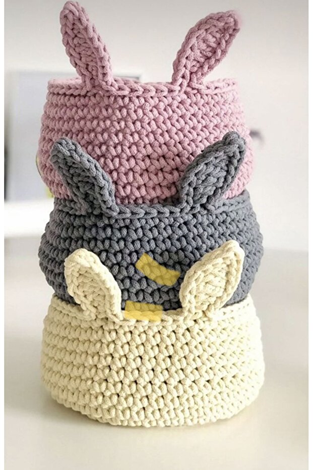Baby/Kid's Room Rabbit Ear Multi-Purpose Knitted Basket 20x20 (QTY PRICE)