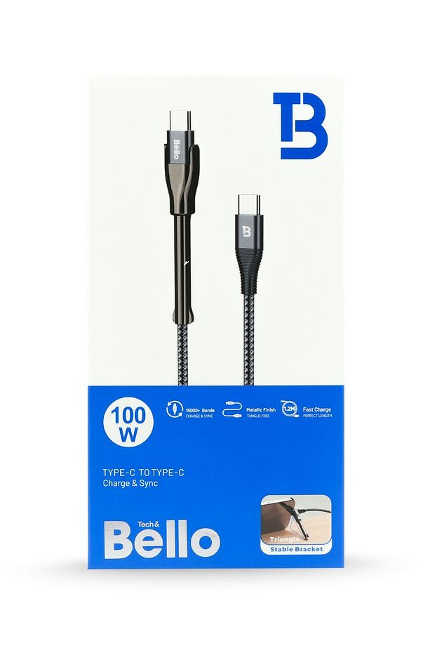 Type-c Type-c Standlı Koruyuculu Örgülü Hızlı Şarj Data Kablosu 100w 1.2m Ba-02 - 4