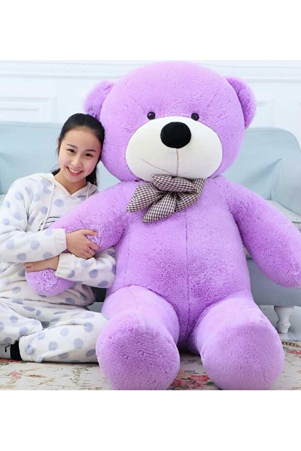 New Year's Special: Plush Bear with Printed Heart and Bow Tie in Hand-140 Cm