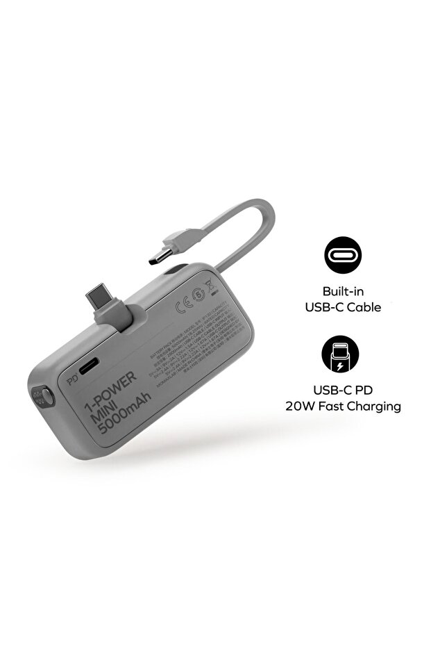 Power Mini 5000mAh 3'ü 1 arada USB-C Turuncu - 6