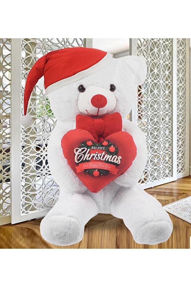 New Year's Special: Plush Bear with Bow Tie and Printed Heart in Hand 150 cm