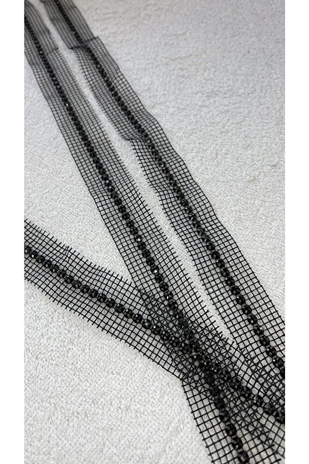 3cm Width 3m Black Stone Mesh Ribbon - 2