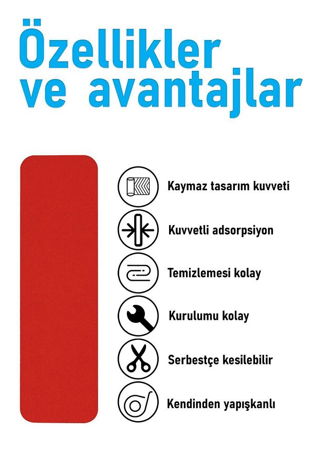 Halifleks Yapışkan Tabanlı Merdiven Basamak Paspası Rip Halı Kaymaz Tabanlı / Adet Olarak Satılır - 3