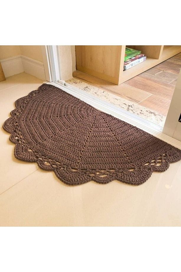 Banyo / Balkon Kapı Önü Yarımay Şeklinde Örgü Kilim Paspas - 3