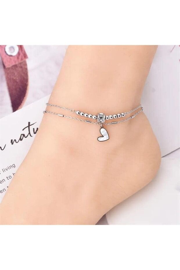 Stainless Steel Layered Butterfly Detail Women's Anklet Color: Silver