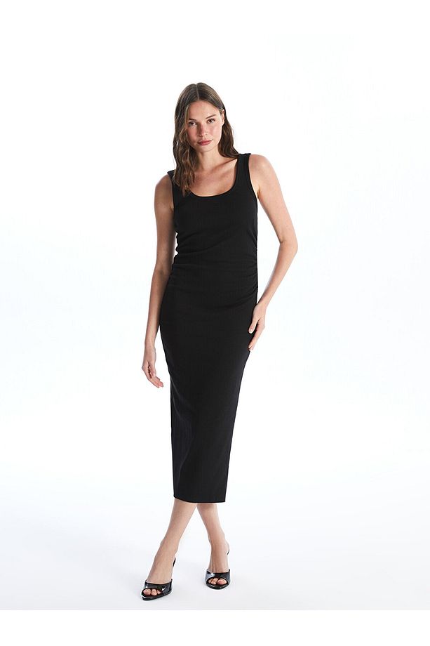 LCW Kadın U Yaka Düz Bodycon Elbise - 2