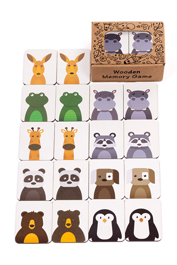 Wooden Matching Cards Cute Animals Montessori Toy