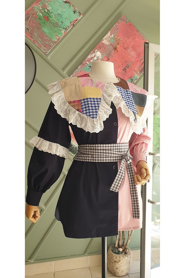 patchwork yaka detylı özel tasarım tunik - 2