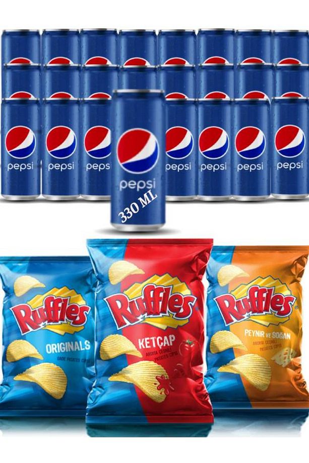 KOLA 330 ML 24 ADET +3 ADET RUFFLES ORIGINALS ,KETCAP VE PEYNİR SOGAN Hepsi bi yana,Pepsi bi yana! - 1