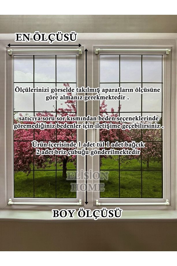 Şampanya Rengi Kelebek Briz Çubuklu Perde, Mutfak Kapı Pencere içi Tül Perde ( Çubuklar Dahil ) - 6