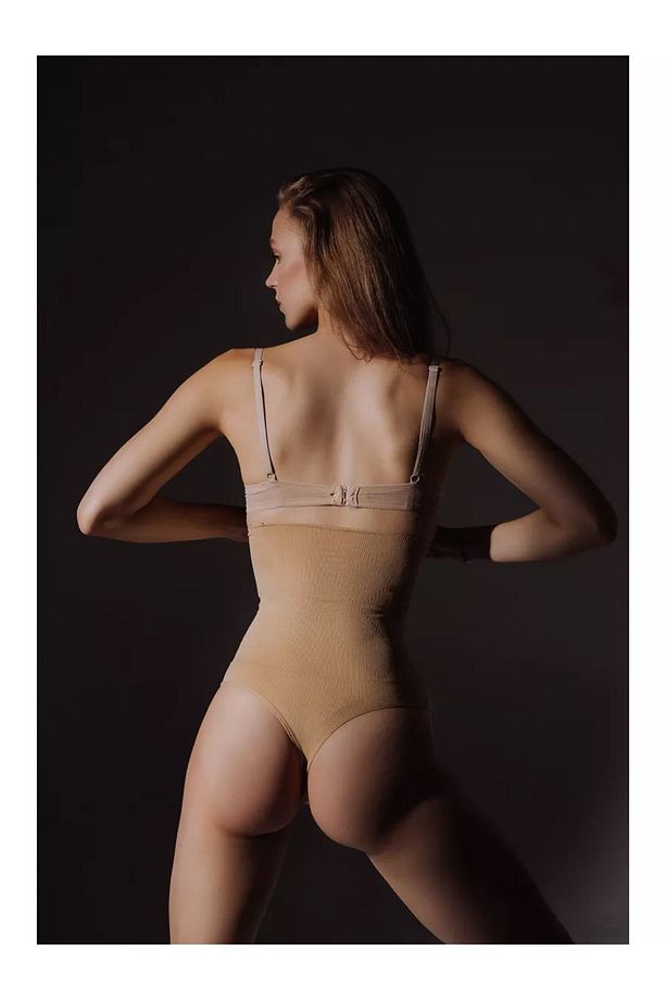 Lorica Model Yüksek Bel Seamless Model Örme Yumuşak String Külot Korse Ten Renk - 3