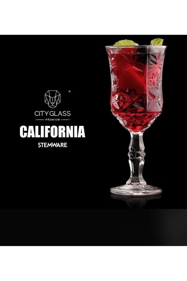 Glass 6 Pieces Coffee Side Water Glass with Feet california 210 ml 6 pieces
