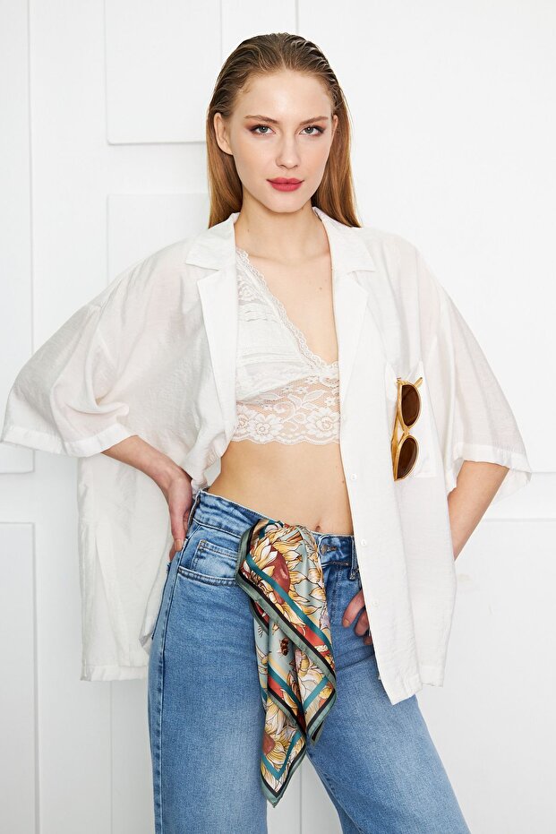 SUNFLOWER PATTERNED SCARF - 3