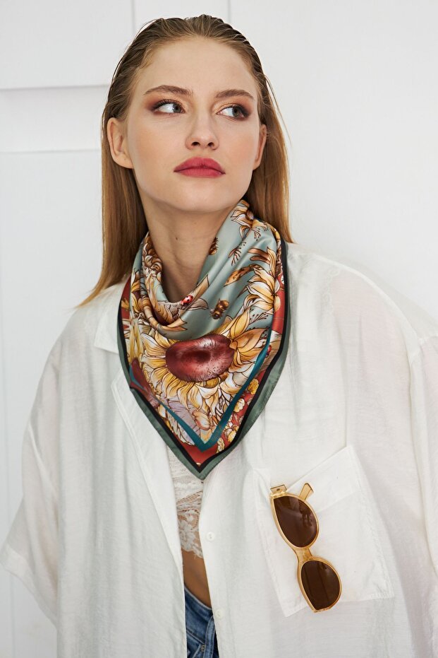 SUNFLOWER PATTERNED SCARF - 7