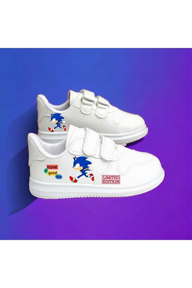 Mavi Hizlı Koşan Çocuk Baskılı Erkek Çocuk Spor Ayakkabı Sneaker - 1
