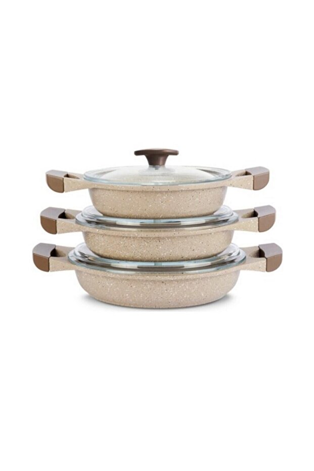 Döküm 3'lü Sahan Set 6 Parça Vizon - 1