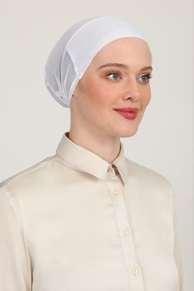 Women's Hijab Parisien Tulle Climafit Lycra Breathable Seamless Parisien Bonnet White
