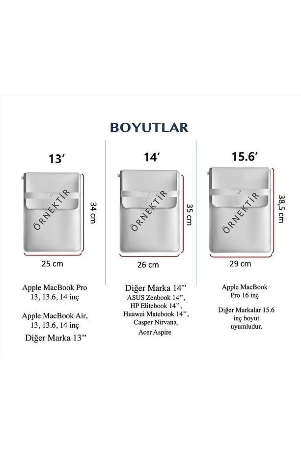 MacBook Pro Air Su geçirmez Laptop Kılıfı 13’ 14’ 15' inç Notebook Vegan Suni Deri Çanta - 7