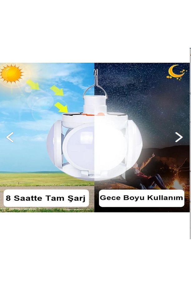 2 ADET YUVARLAK Solar Ve Şarjlı Kamp Bahçe Lambası Işıldak Led Aydınlatma Güneş Enerjili Çadır Led - 7