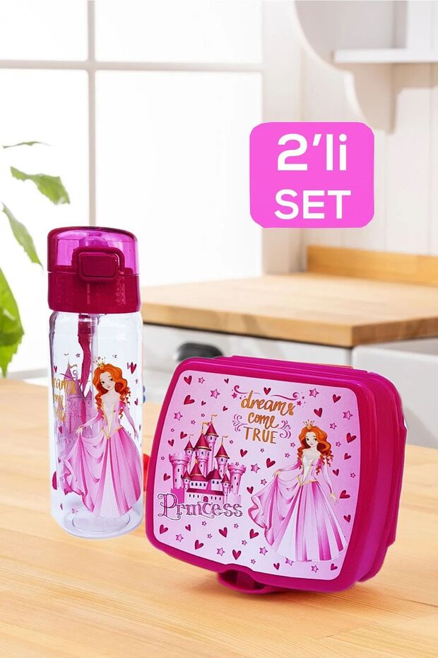 Children's Lunch Box and Water Bottle Set Princess Themed