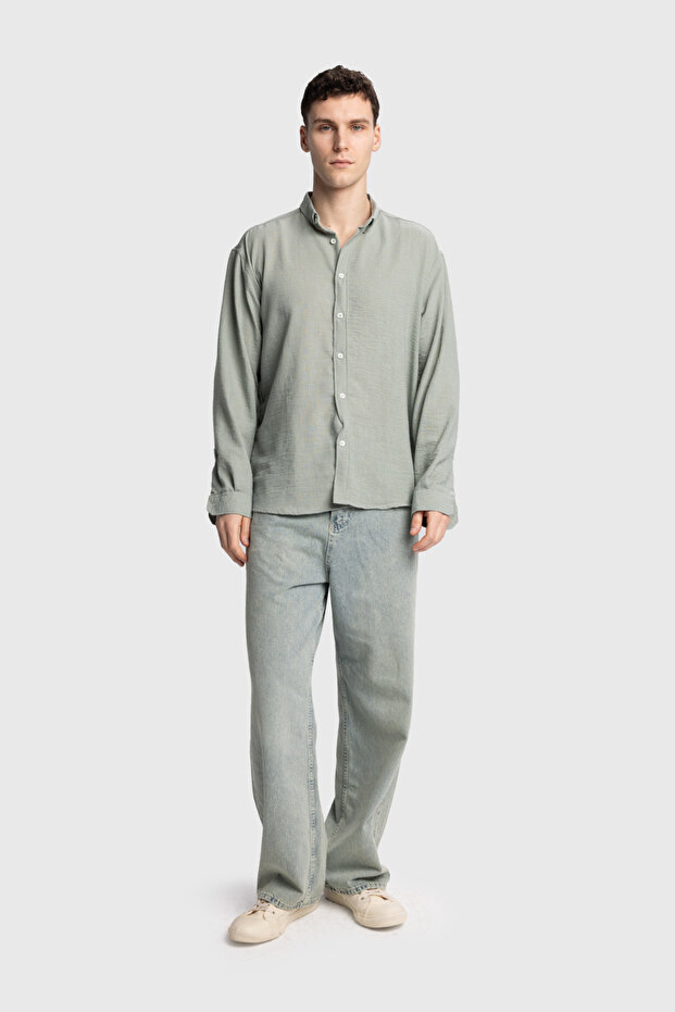 OVERSİZE DÖKÜMLÜ GÖMLEK - 5