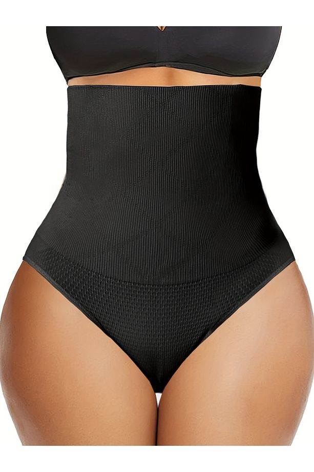 Lorica Model Seamless Örme Model Yüksek Bel Toparlayıcı String Külot Siyah Renk - 4