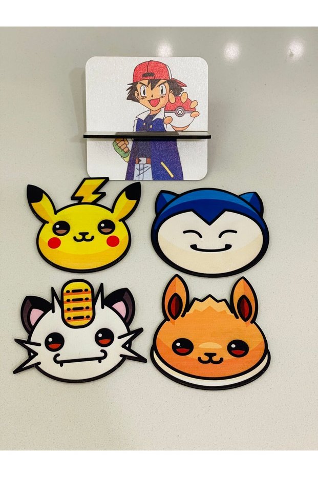 Pokemon Special Cut Coaster - 4 Pieces and Stand