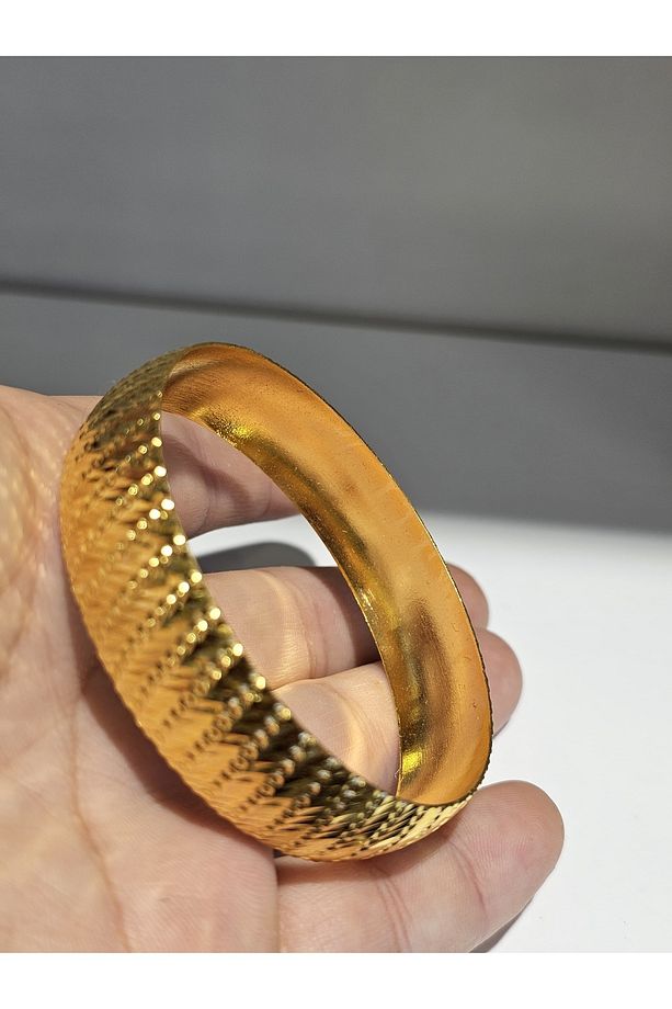 22Ayar Altın Kaplama  Kalemli Nokta Yan Model Bilezik 1.5 Cm Eninde - 3