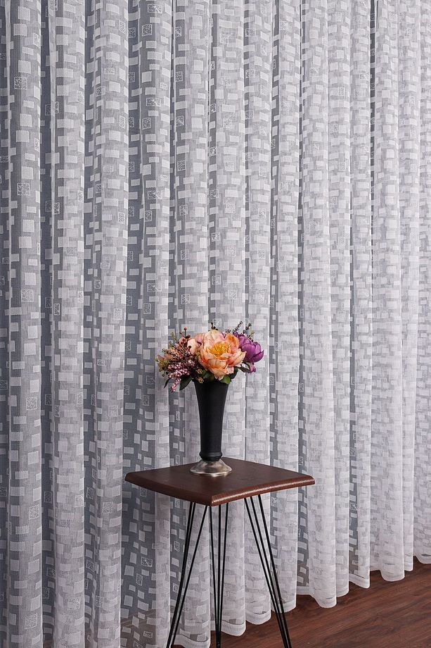 Karo Desen Örme Tül Perde 350x250cm 1x3 Sık Pile Elısıon01081 - 3