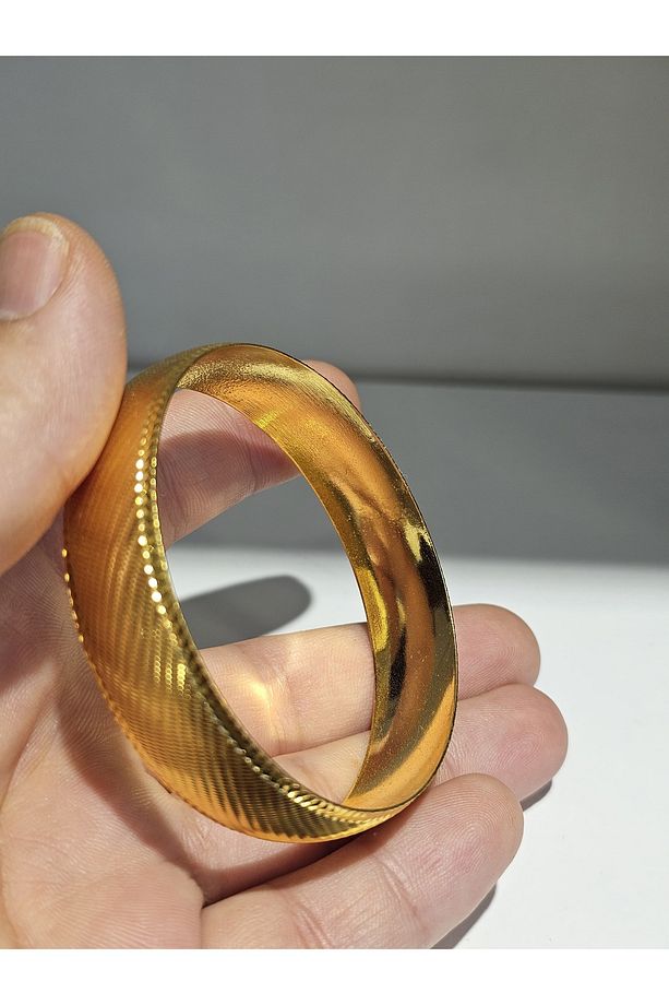 22Ayar Altın Kaplama  Sade Noktalı Model Bilezik 1.5 Cm Eninde - 3