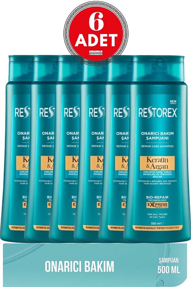 Keratin & Argan Şampuan 500 Ml 6 Adet - 1