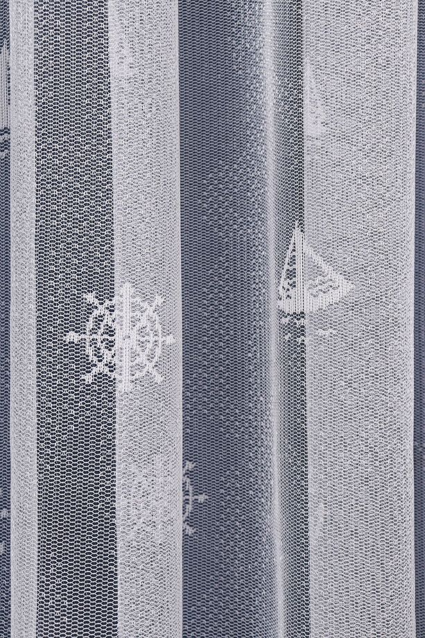 Yelkenli Çapa Desen Örme Tül Perde, 350x250cm, 1/3 Sık Pile, Elısıon01681 - 5