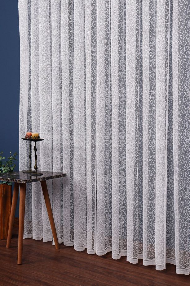 Cam Kırığı Desen Örme Tül Perde 350x250cm (1/3) Sık Pile Elısıon00681 - 3