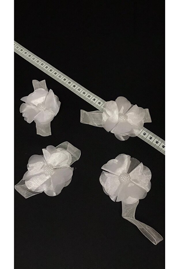 White Flower Tulle Beaded 2 Pack - 3