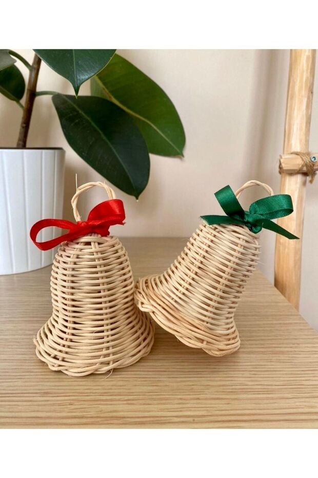 Christmas Bell Chime with Ribbon Christmas Pine Tree Ornament New Year Tree Decoration 11 Cm (Piece Price)