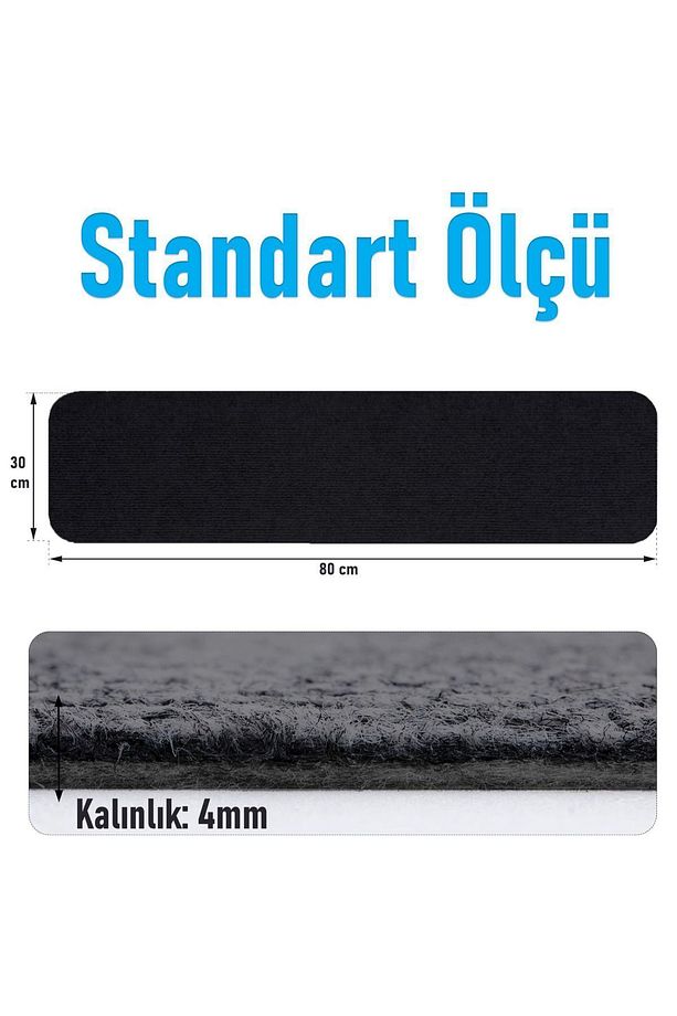 Halifleks Yapışkan Tabanlı Merdiven Basamak Paspası Rip Halı Kaymaz Tabanlı - Siyah - 4