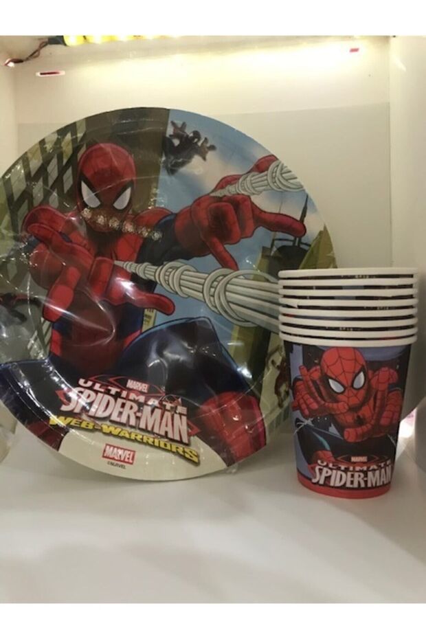 Örümcek Adam 8 Li Karton Tabak Bardak Set Doğum Günü Seti - 2