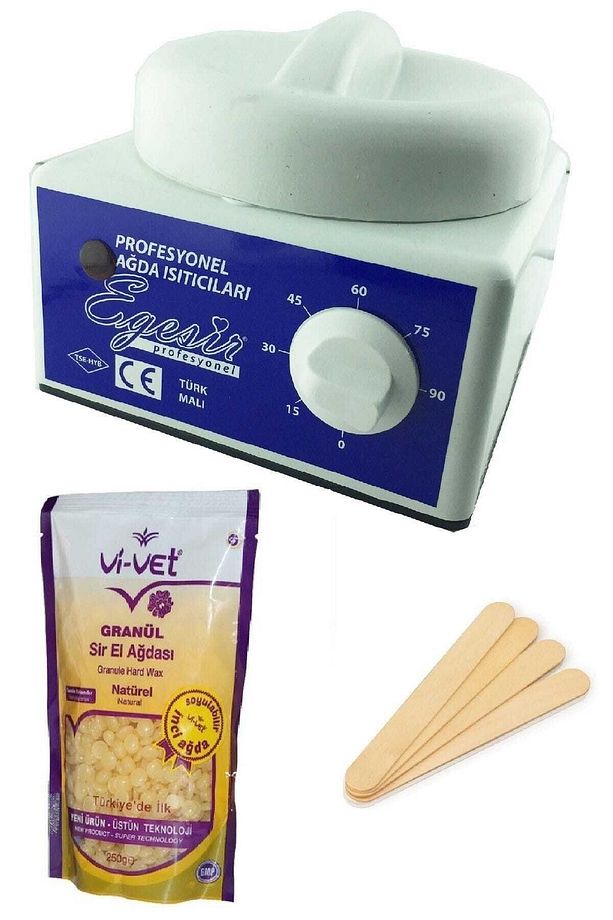 Sir Ağda Makinesi +Naturel Soyulabilen Boncuk Ağda + Spatula Seti - 1